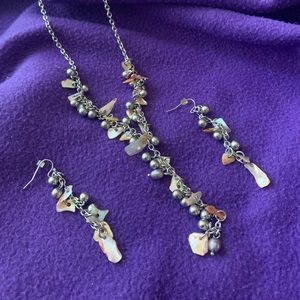 Seashell beaded necklace earring bundle